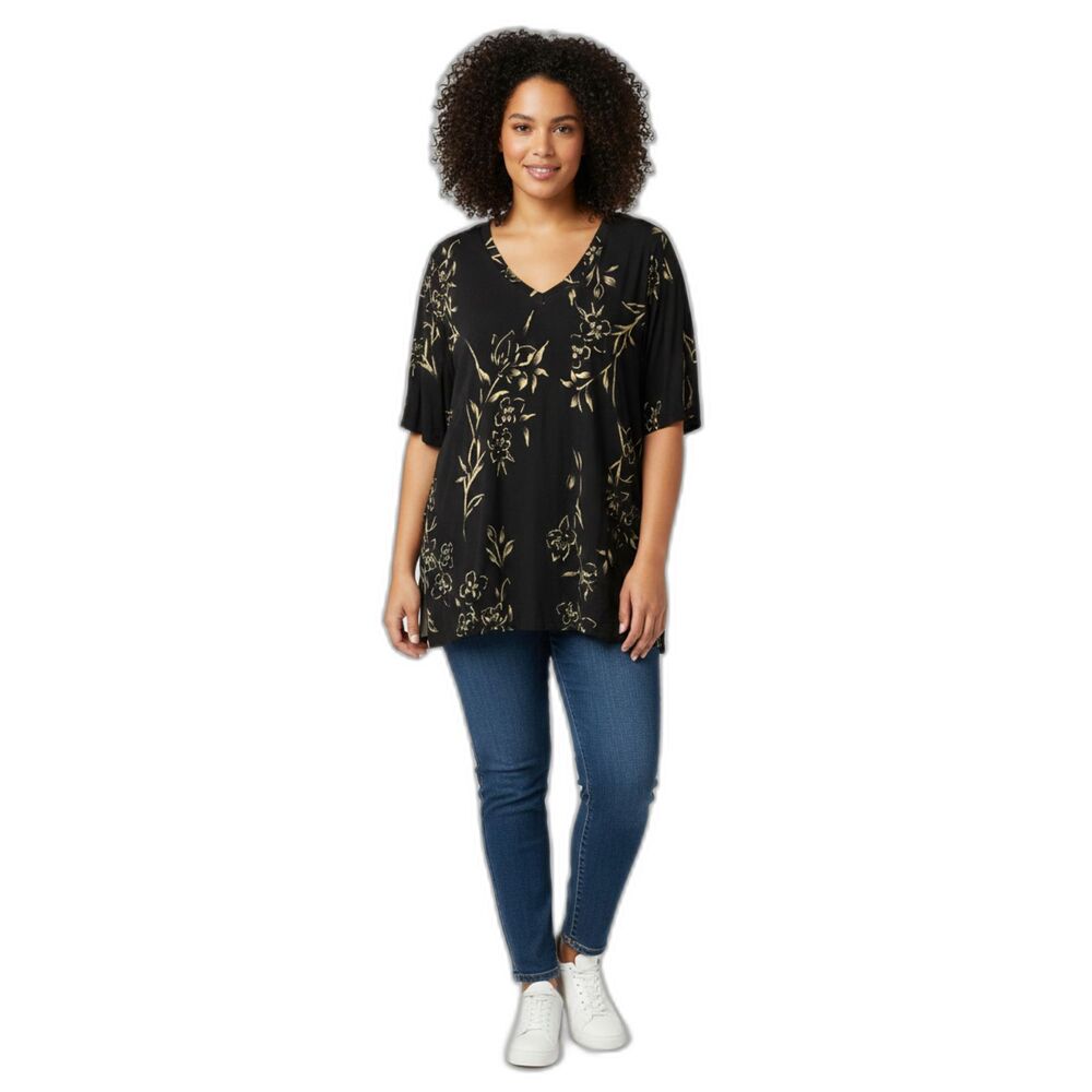 Plus Size Torrid Black Gold Floral Tunic